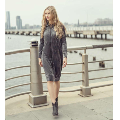 Connie Velour Dress Charcoal