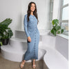 Lexi Ruched Dress Denim Blue - The Mimi Boutique