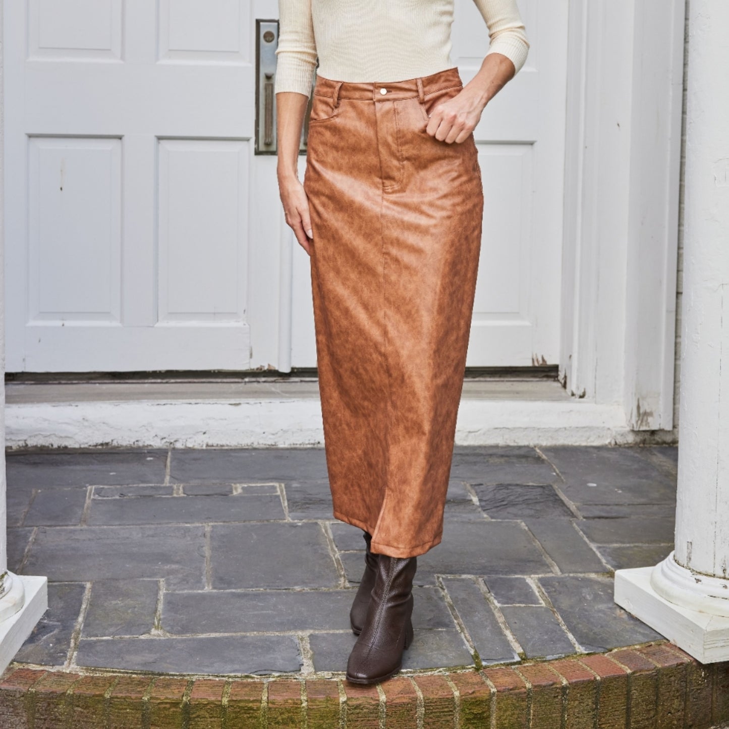 Maris Skirt Caramel Leather