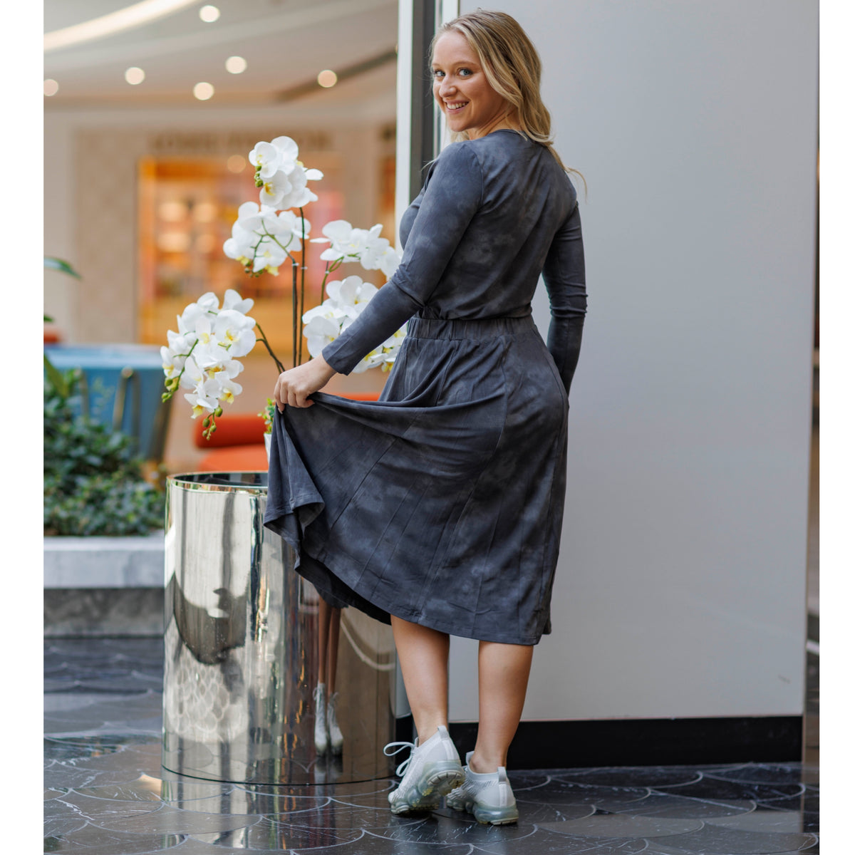 Acid Wash Panel Skirt Gray - The Mimi Boutique