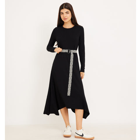 Sharkbite Hem Side Ribbed Dress OC