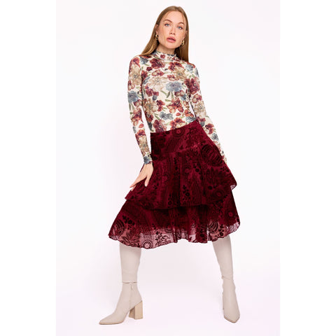 Burnout Burgundy Skirt