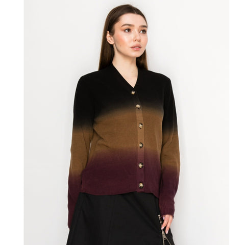 Ombre V Neck Cardigan