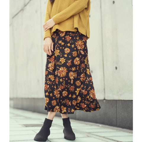Cosmo Slip Skirt Black/Mustard Floral