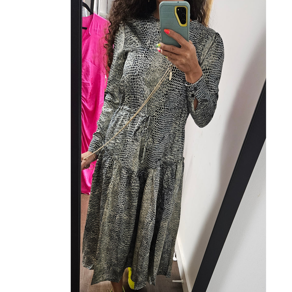 Grey Print Drawstring Dress Lilac Teen - The Mimi Boutique