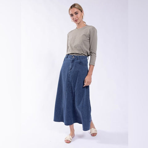 Denim Front Panel Skirt - The Mimi Boutique