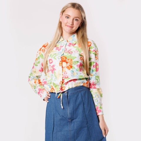 Aqua Eyelet Flower Blouse