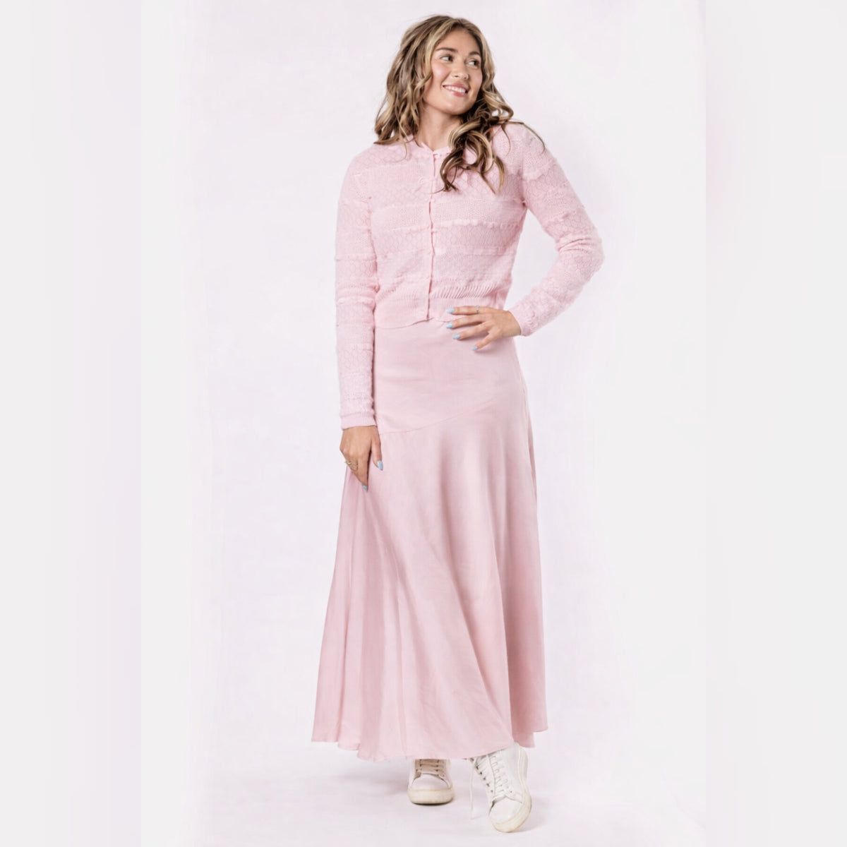 Open Weave Cardy Pink