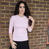 Pale Pink V Neck Microribbed Tshirt