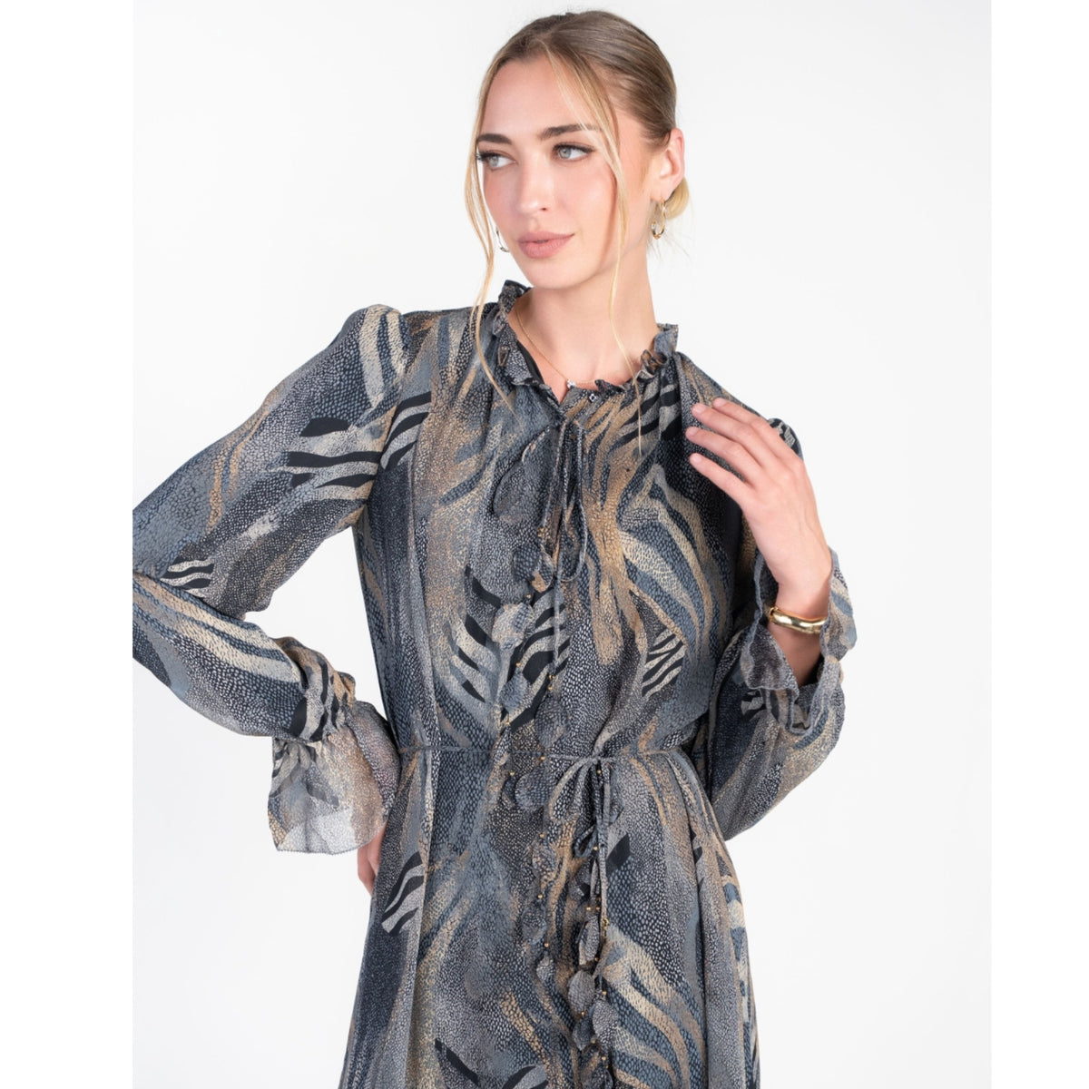 Evie Midi Dress Blue Print