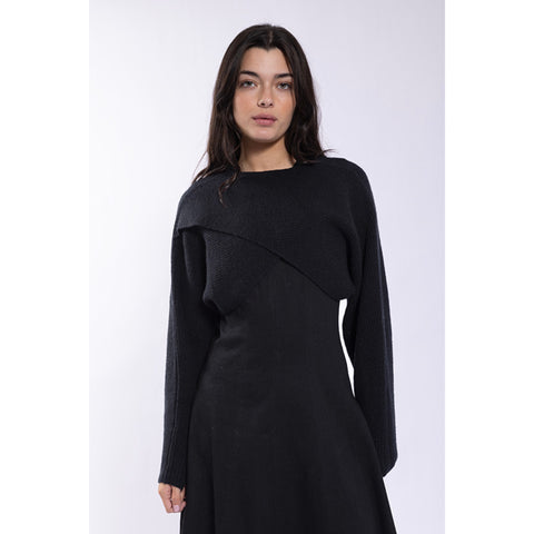 Black Crossover Cropped Sweater