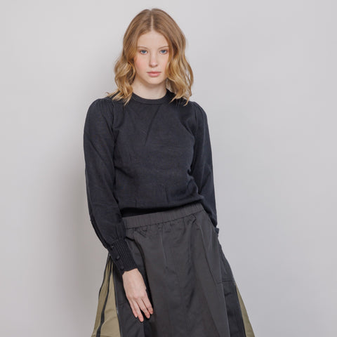 Long Puff Sleeve Sweater Black