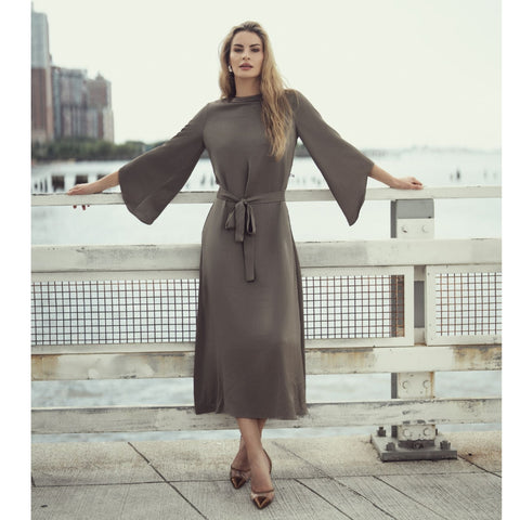 Vera Maxi Gold/Olive Pleated