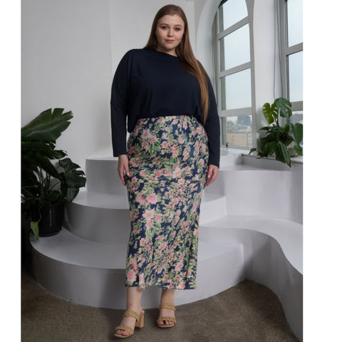 Plus Cosmo Skirt Navy Floral