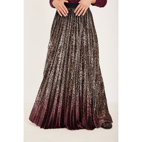 Ombre Cheeta Velvet Maxi Skirt