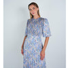 Blue Confetti Floral Pleated Dress - The Mimi Boutique
