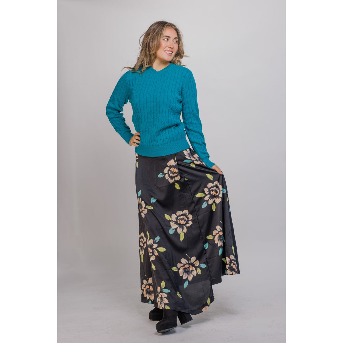 Teal V Neck Sweater