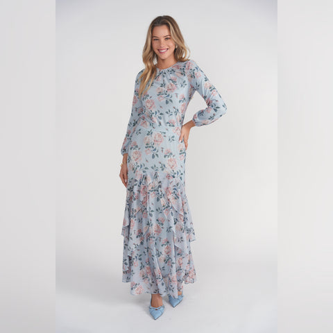 Jodi Skirt Blue & Pink Floral Adina LV - The Mimi Boutique