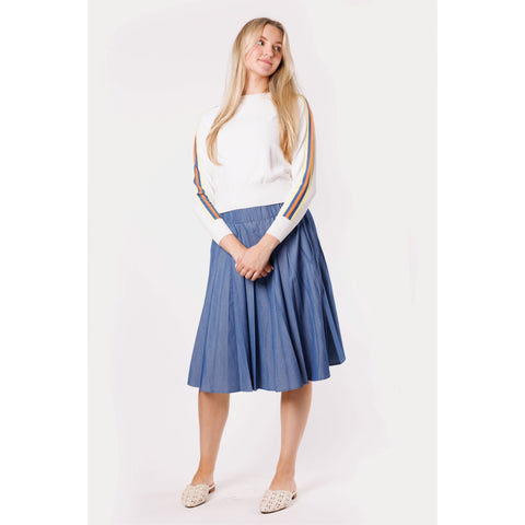 Blue Crinkle Pleate Skirt - The Mimi Boutique