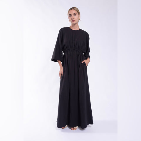 Dolman Gathered Waist Jersey Dress