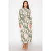 Green Soft Floral Pleated Dress