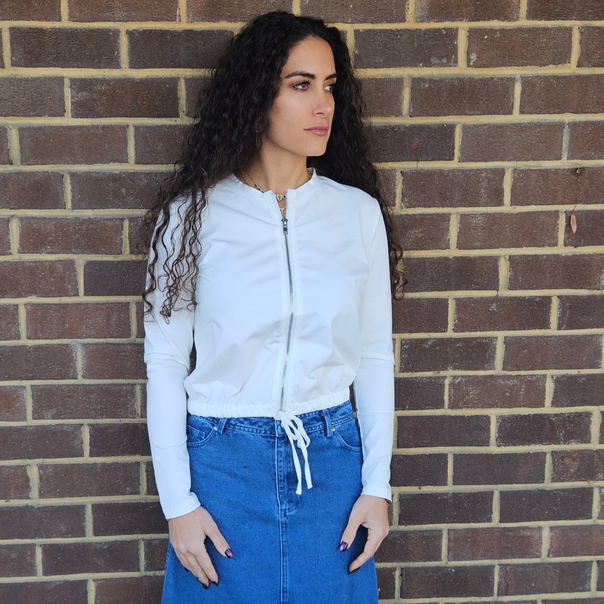 White Zip Top