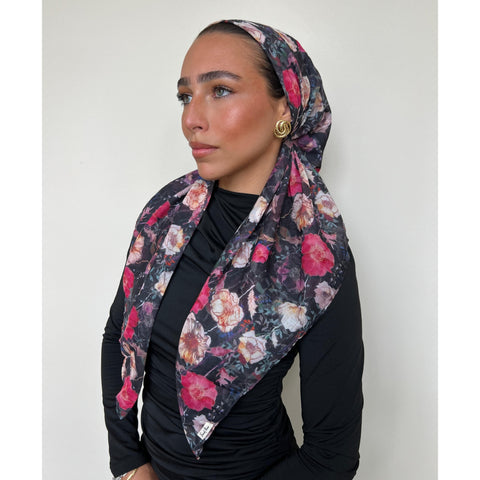 Midnight Rose Garden Headscarf SB