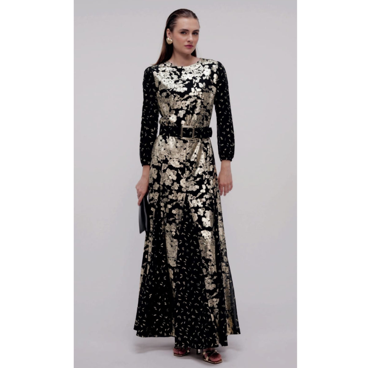 Black & Gold Foil Gown by Touch