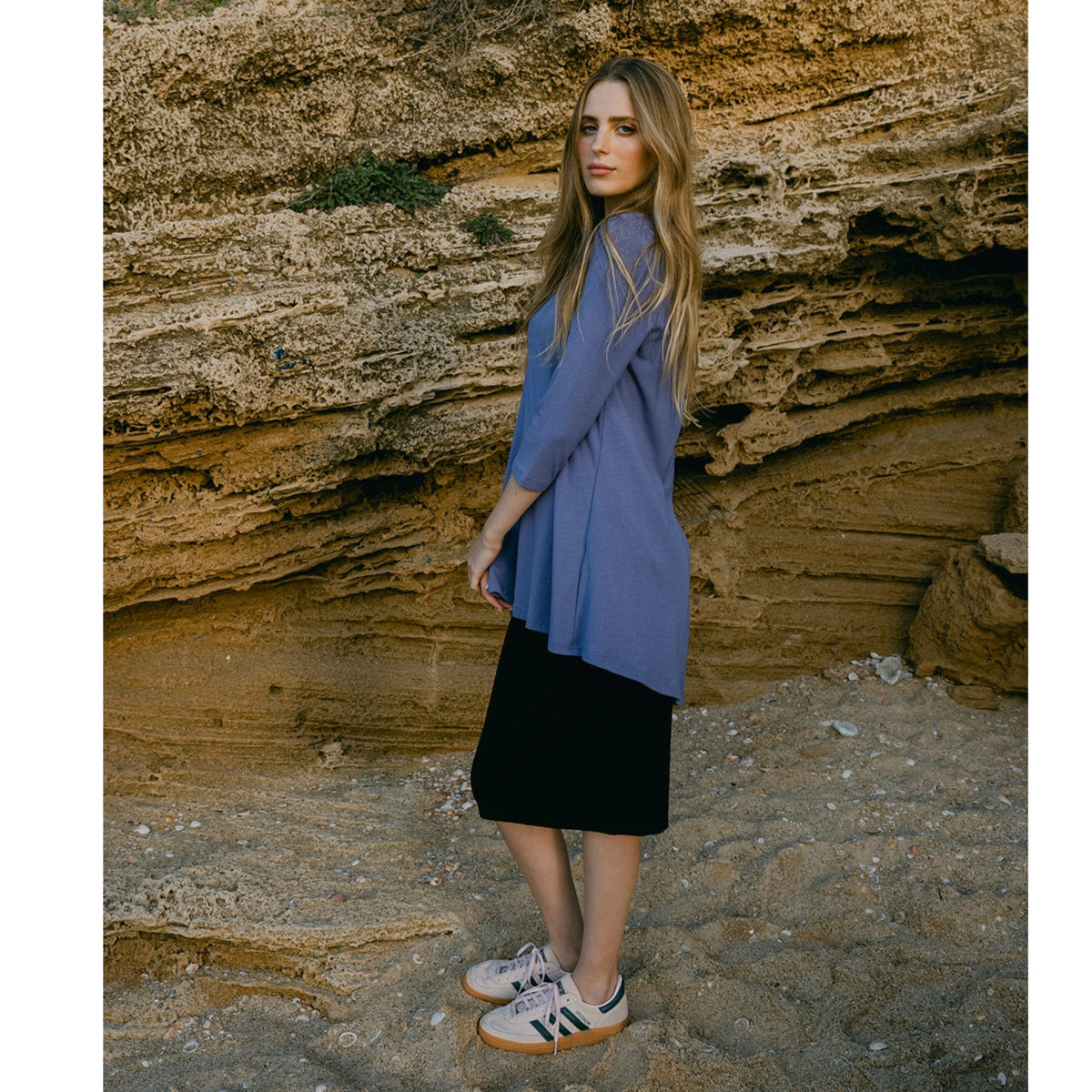 Blue Triangle Back High Low Top Daniella Faye