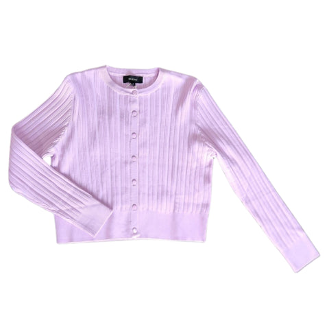 Ribbed Lavendar Cardigan Lilac Teen - The Mimi Boutique
