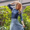 Navy V Neck Microribbed Tshirt