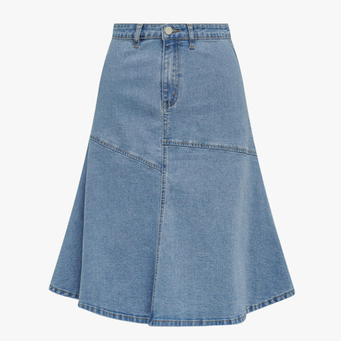 Blue Drop Hem Denim Skirt 25" Adina LV