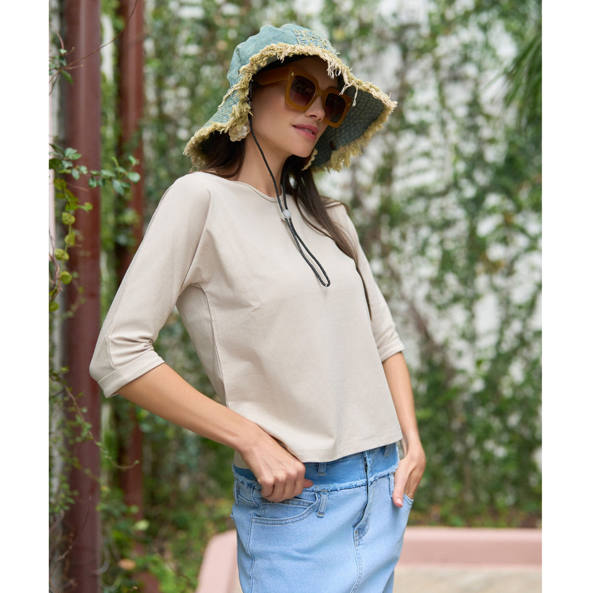 Cotton Tee Sand Adina LV