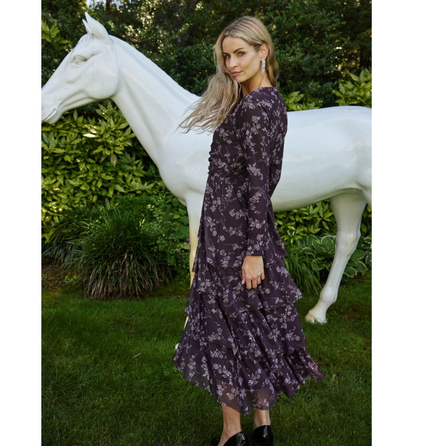 Aurora Wine Floral Dress