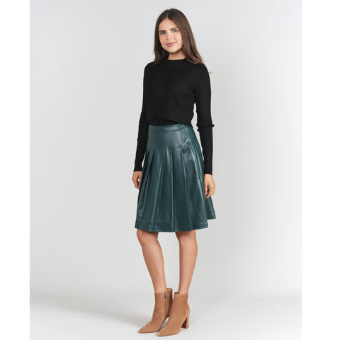 Pine Drop Waist Leather Pleated Skirt Adina LV