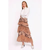 High Low Velvet Burnout Skirt Brown