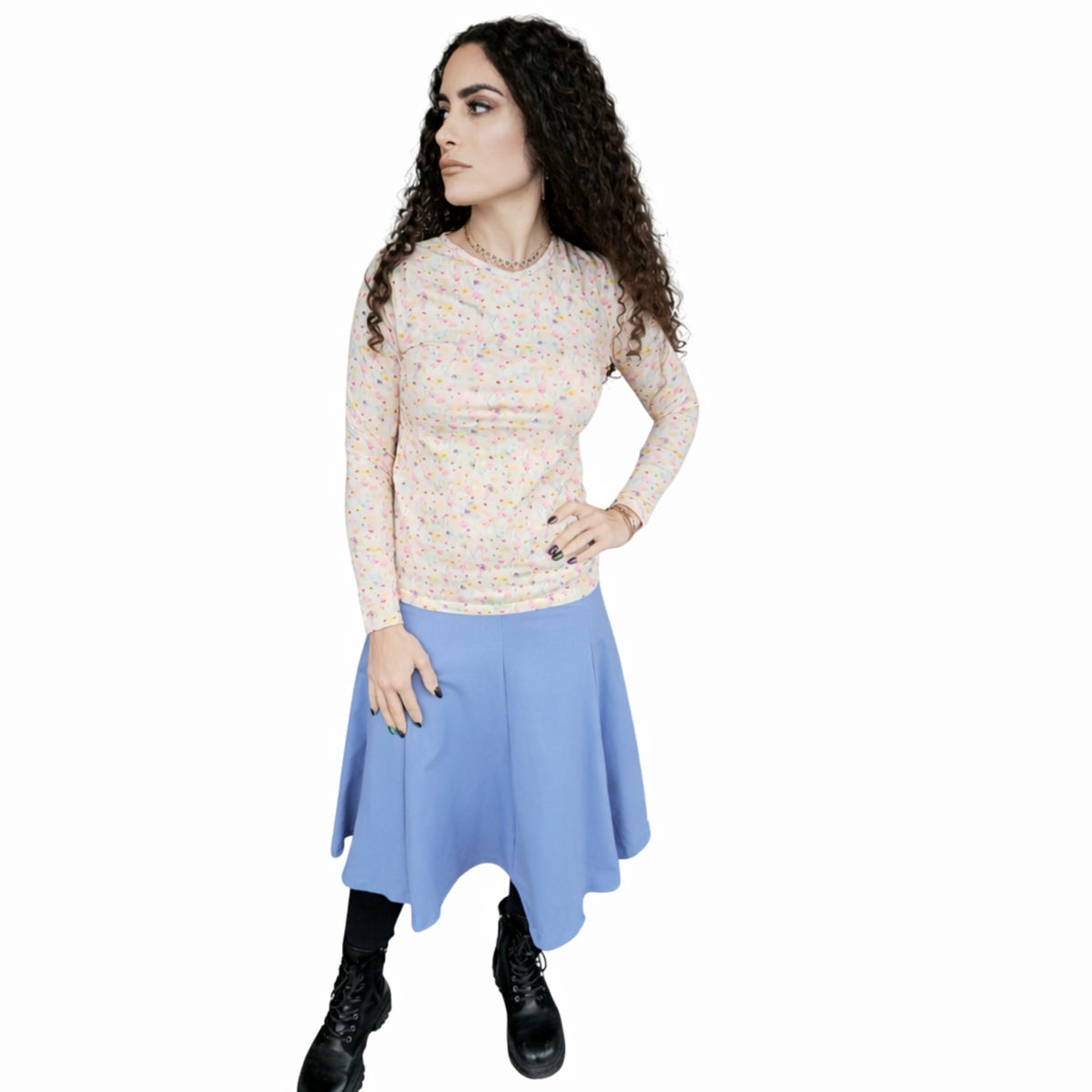 Blue Denim Panel Skirt KMW