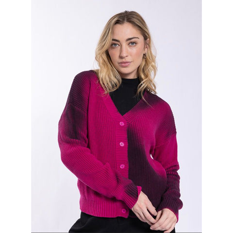 Dyed Effect Cardi Magenta