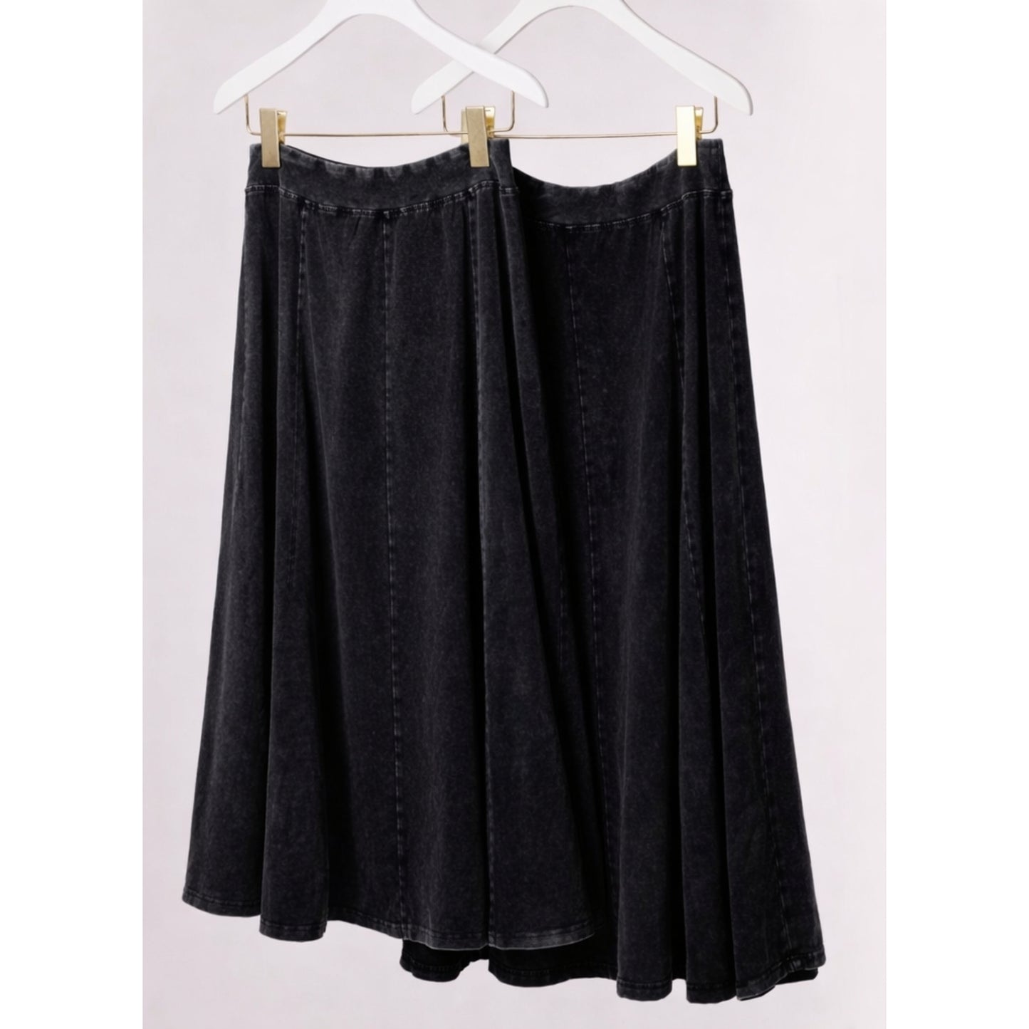 Black Acid Wash Panel Skirt - The Mimi Boutique