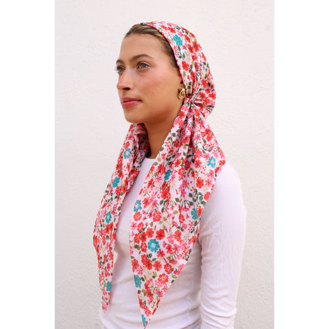 Red Floral Crush Headscarf SB