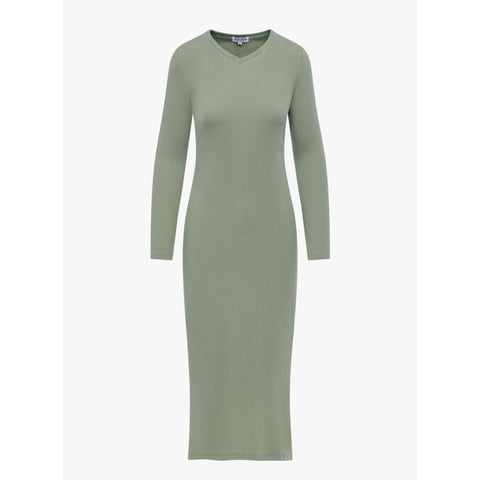 Sage Ribbed V Neck Tshirt Dress Adina LV