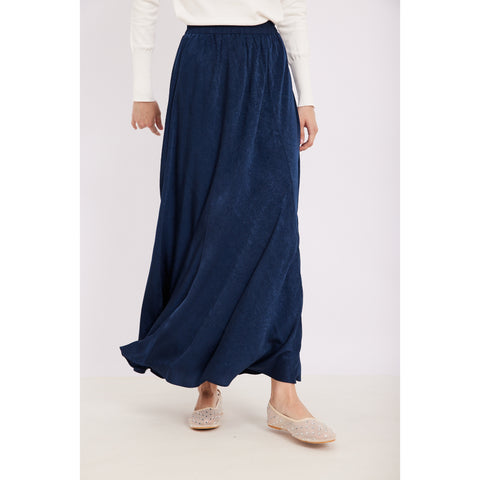 Textured Satin Maxi Skirt Navy OC