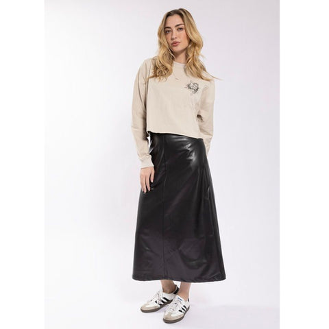 Black Leather Skirt Monn