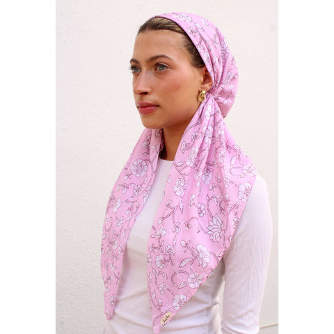 Soft Pink Floral Headscarf SB