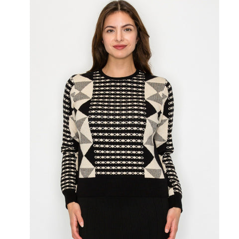 Printed Shimmer Sweater Black