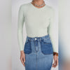 Mint L/S V-Neck Tee Adina LV - The Mimi Boutique