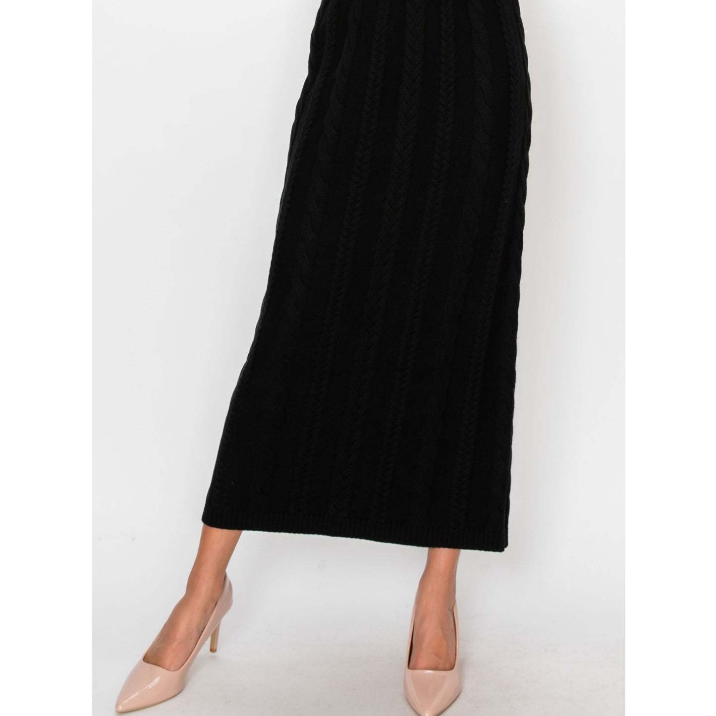 Black Cozy Cable Skirt