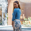 Dark Aqua Micro Ribbed V-Neck Tee - The Mimi Boutique