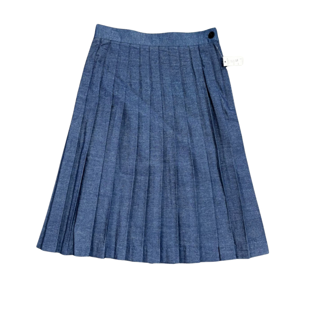 Pleated Denim Cotton Skirt 25" Sam Fash
