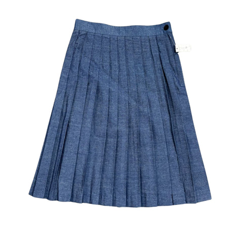 Pleated Denim Cotton Skirt 25" Sam Fash